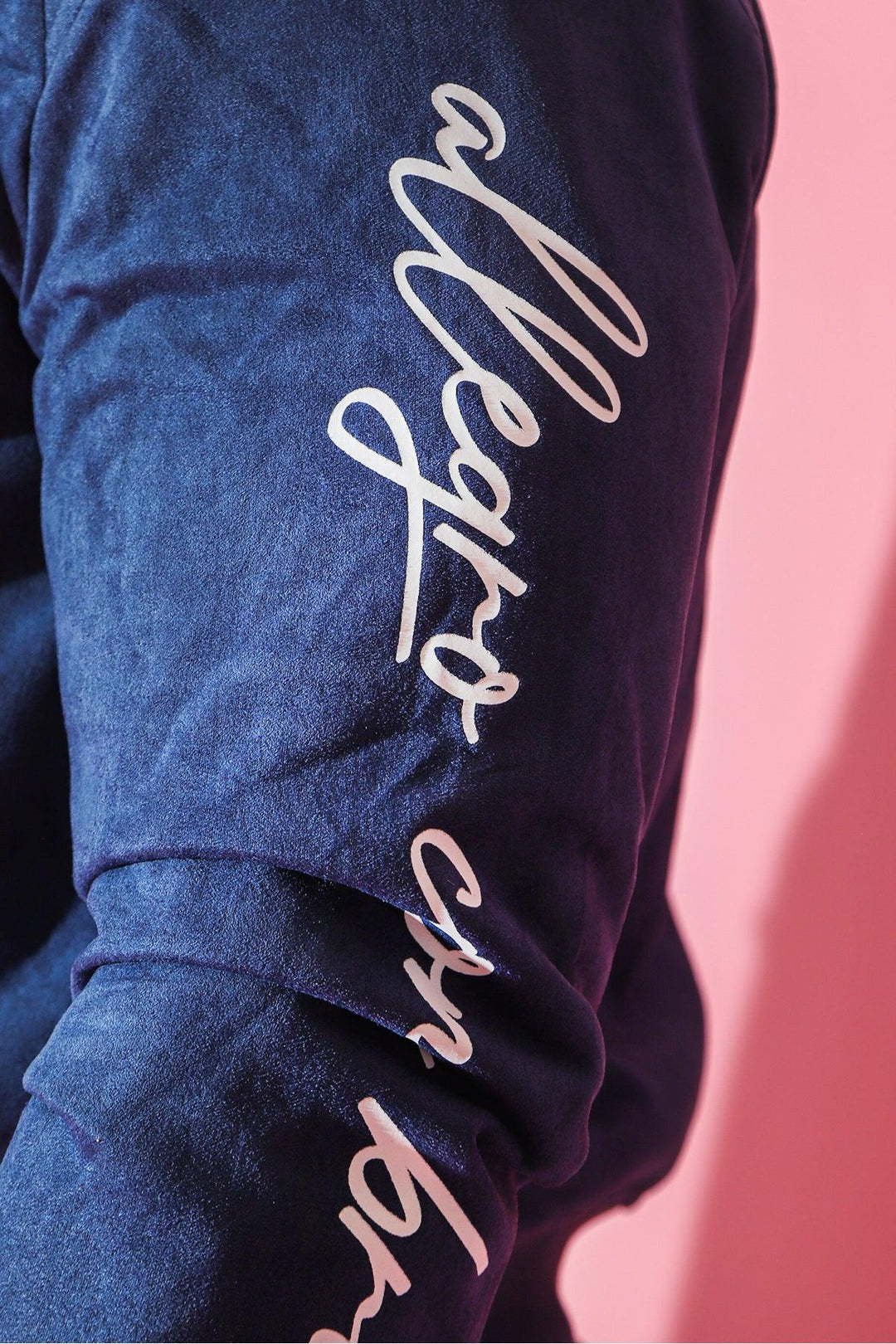 Cropped Suede Bomber Jacket - Navy - JJ Malibu