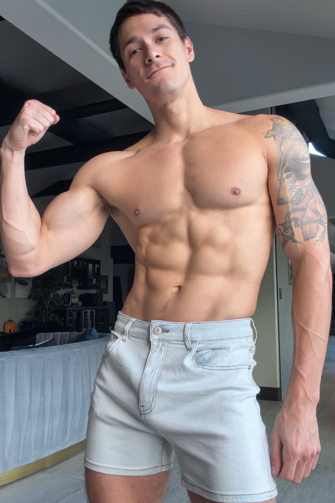 Peek-A-Boo Denim Shorts - Sky Blue