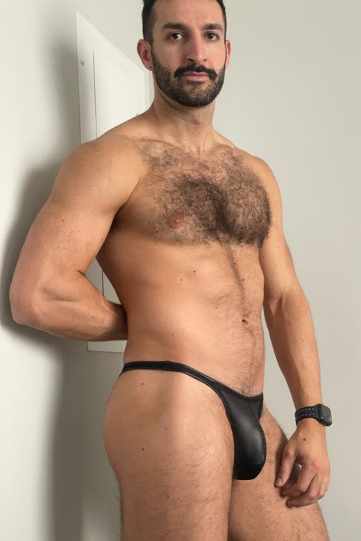 Soft Vegan Leather Scrunch Butt Briefs - Black Liquorice