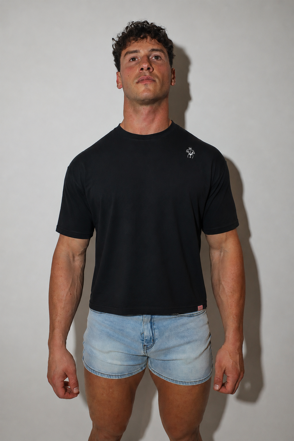 Oversized Relaxed Crop Top - Midnight Black