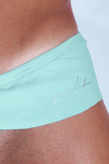 Ruffle-Trim Athletic Hybrid Swim Thong - Light Aqua