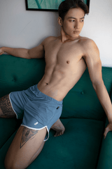 Work-It-Out Perforated 4" Short Shorts - Artic Blue - JJ Malibu 