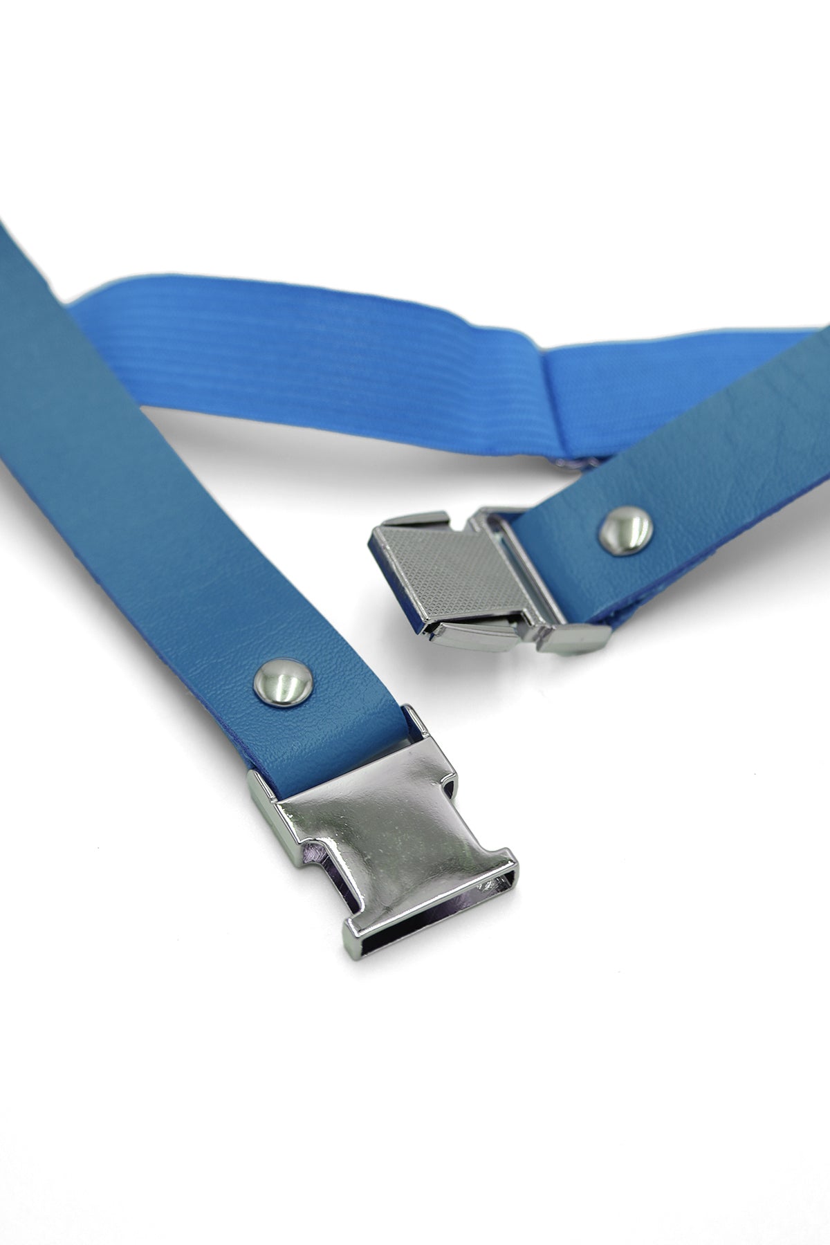 Vegan Leather Snap Buckle Leg Bands - Cobalt Blue