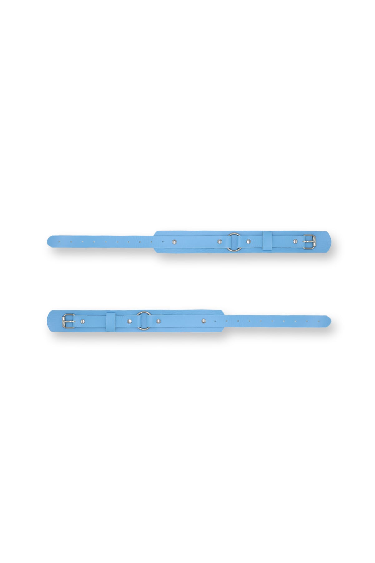 Vegan Leather Arm Bands with Buckle - Light Blue