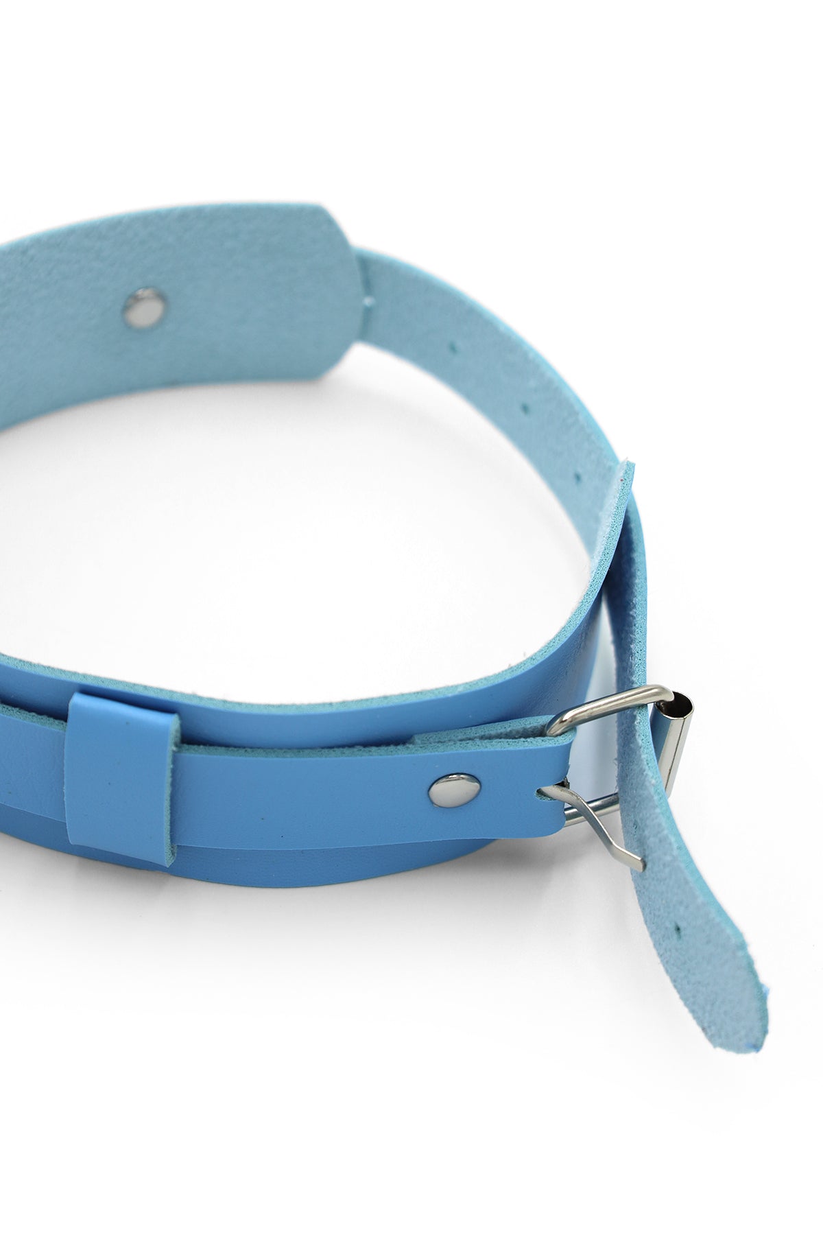 Vegan Leather Arm Bands with Buckle - Light Blue