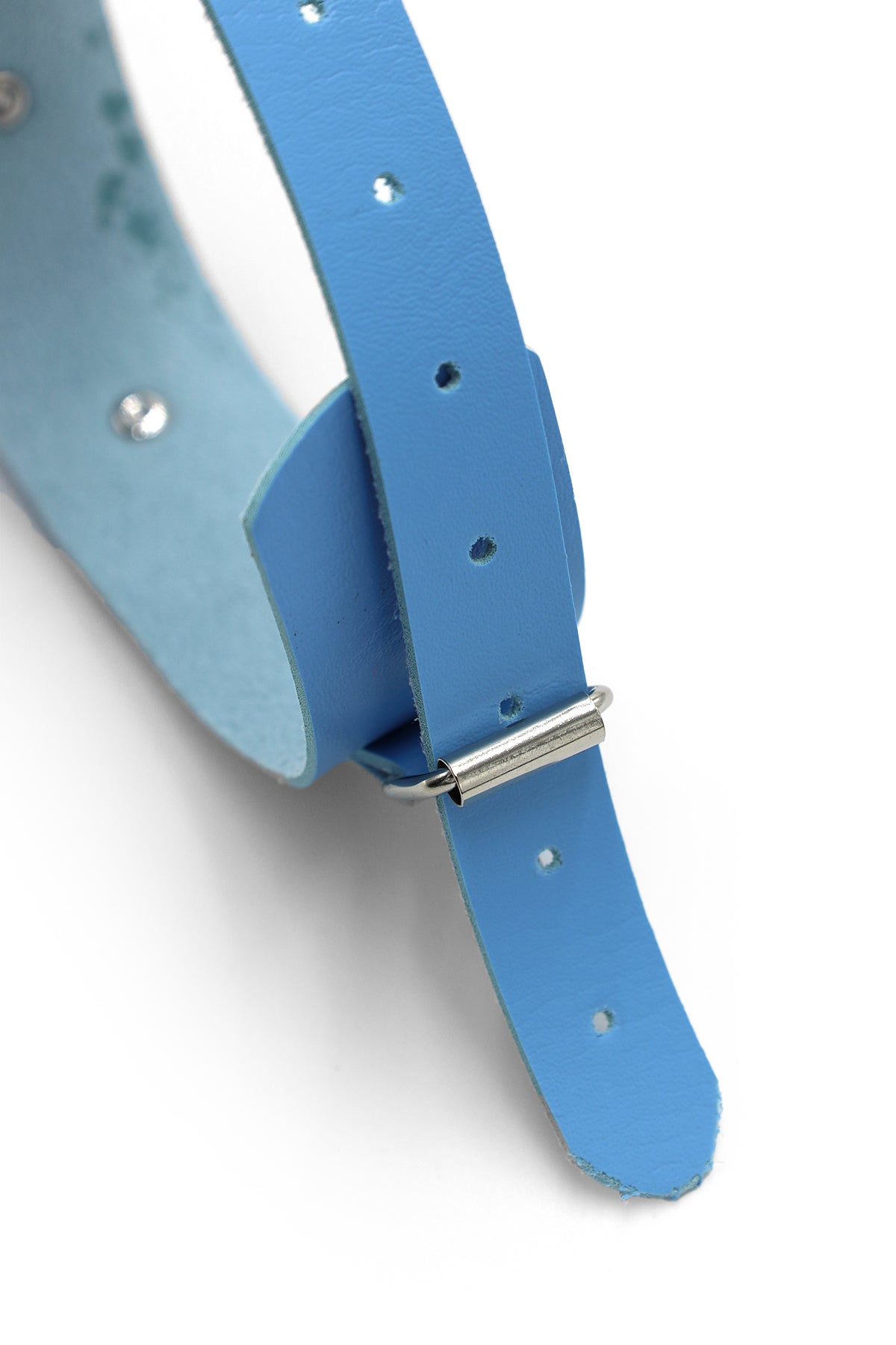 Vegan Leather Arm Bands with Buckle - Light Blue