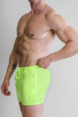 Karma 2" Short Shorts with Zipper Pockets - Neon Yellow