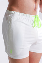 Karma 2" Short Shorts with Zipper Pockets - White