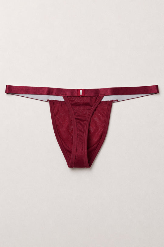Now-or-Never Mesh Thong - Cherry