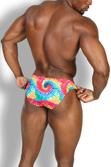 Men's Slimmer Bulge Briefs - Rainbow Tie Dye