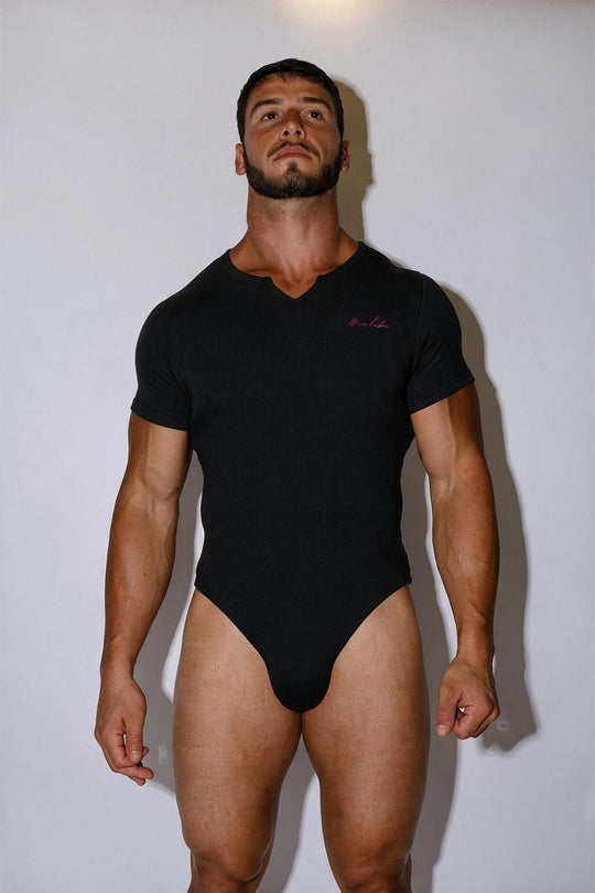 Striker V-Neck Short Sleeve Bodysuit - Black