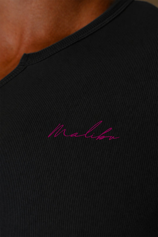 Striker V-Neck Short Sleeve Bodysuit - Black