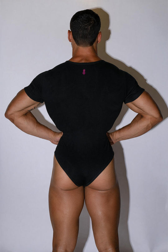 Striker V-Neck Short Sleeve Bodysuit - Black