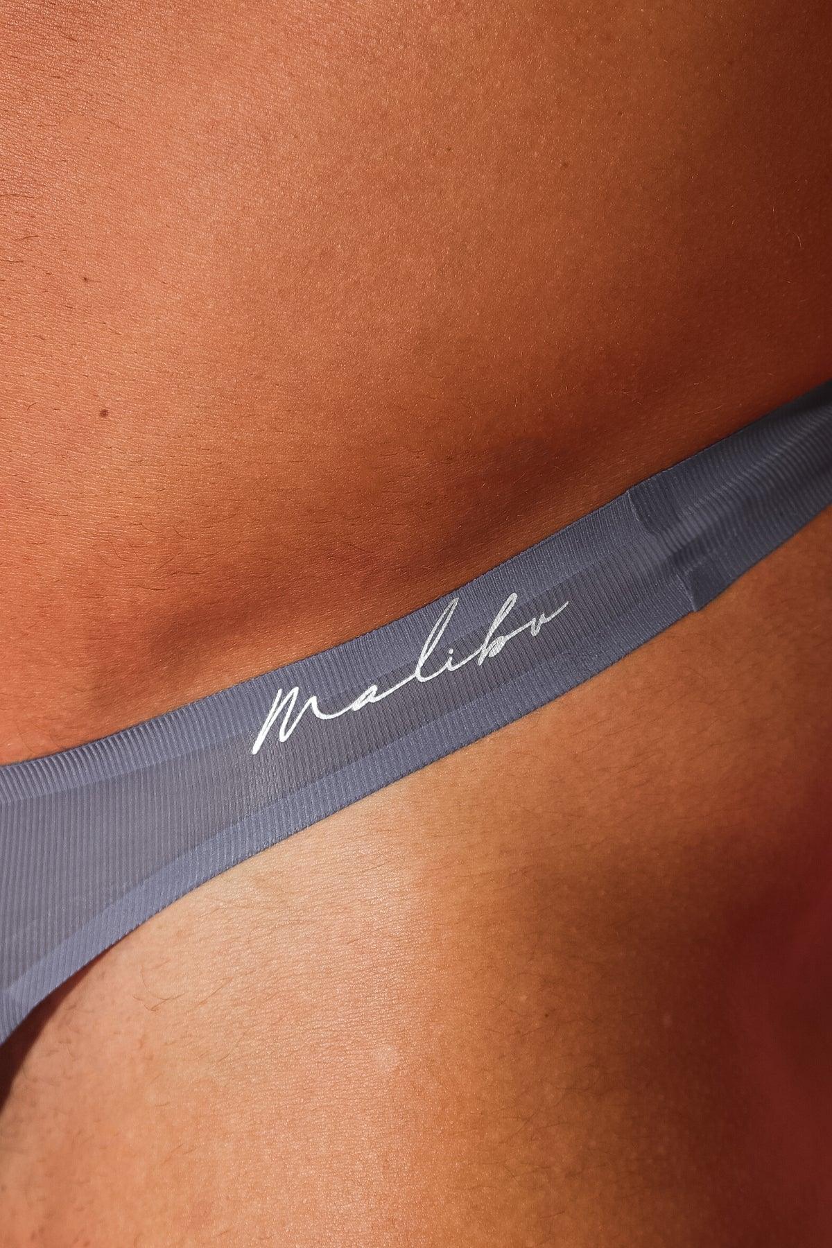 Flawless Feel Seamless Thong with Mesh Cutout - Steel Grey - JJ Malibu 
