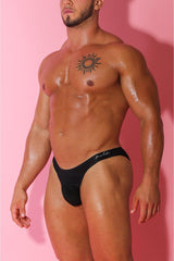 Flawless Seamless Bikini Briefs with Mesh Cutout - Midnight Black