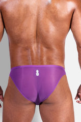 Flawless Seamless Bikini Briefs with Mesh Cutout - Royal Purple