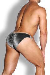 Velvety Scrunch-Butt Bikini Briefs - Fossil Grey