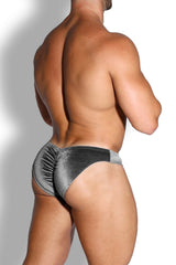 Velvety Scrunch-Butt Bikini Briefs - Fossil Grey