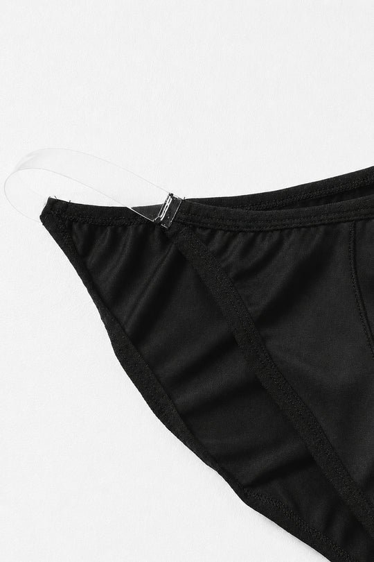 Clear Side Satin Briefs - Black Licorice