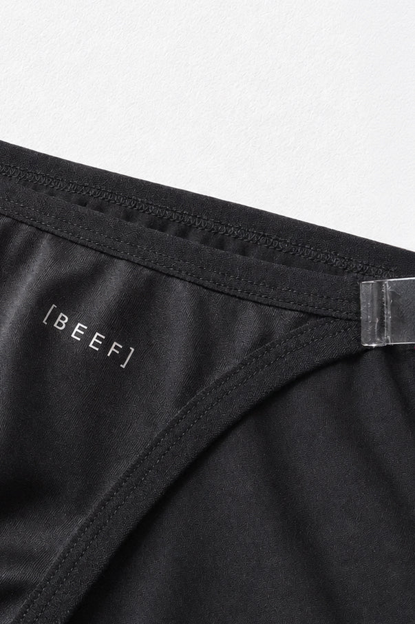 Clear Side Satin Briefs - Black Licorice
