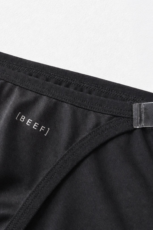 Clear Side Satin Briefs - Black Licorice