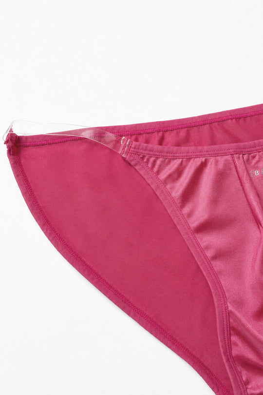Clear Side Satin Briefs - Hot Pink