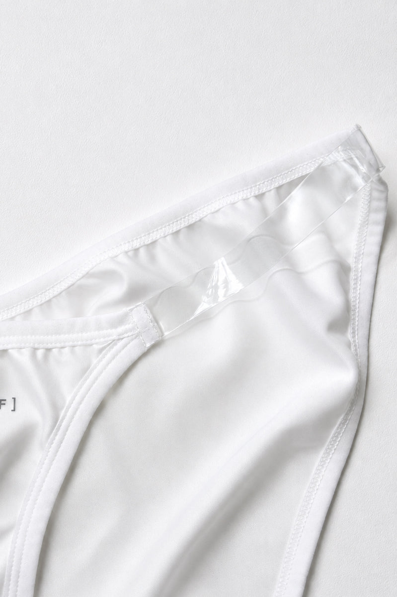 Clear Side Satin Briefs - Pearl White