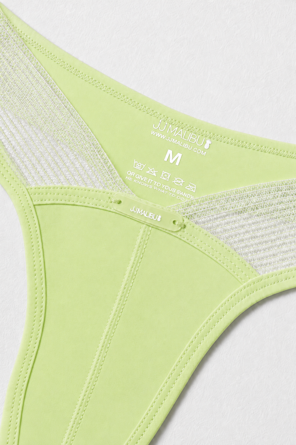 Lattice Side Mesh Thongs - Neon Yellow