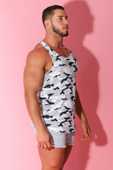Feel-Me Scoop Bottom Tank - White Camo - JJ Malibu 