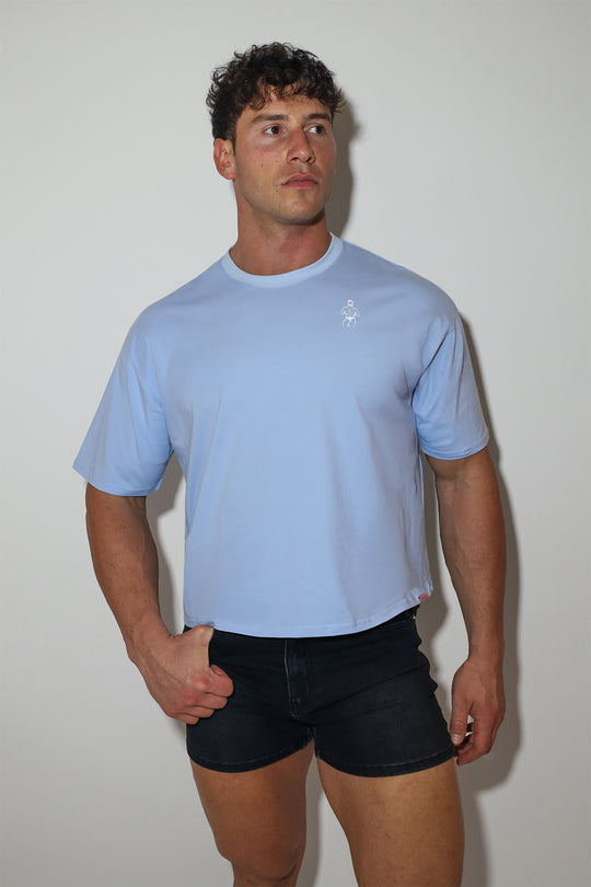 Oversized Relaxed Crop Top - Baby Blue