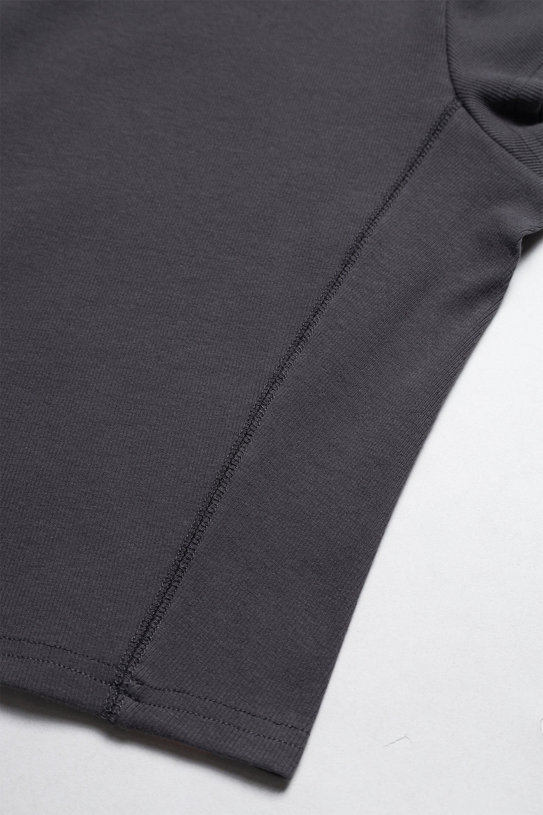 Cap Sleeve Rib Knit Crop Top - Storm Grey
