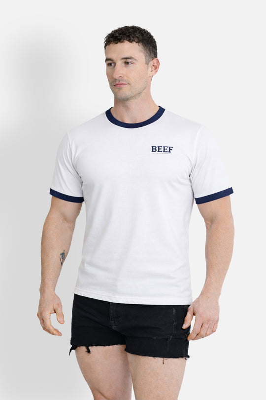Field-Day Ringer Tee - White w/ Blue Trim