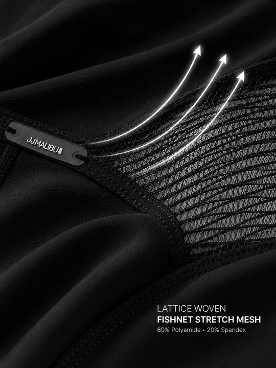 Lattice Side Mesh Thongs - Black Licorice
