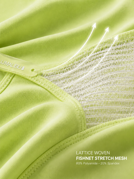 Lattice Side Mesh Thongs - Neon Yellow