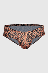 Feelin' Sultry Seamless Briefs with Bulge Pouch - Leopard - JJ Malibu 