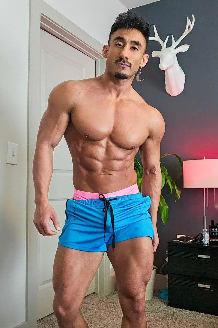 Karma 2" Short Shorts with Zipper Pockets - Azure Blue - JJ Malibu 
