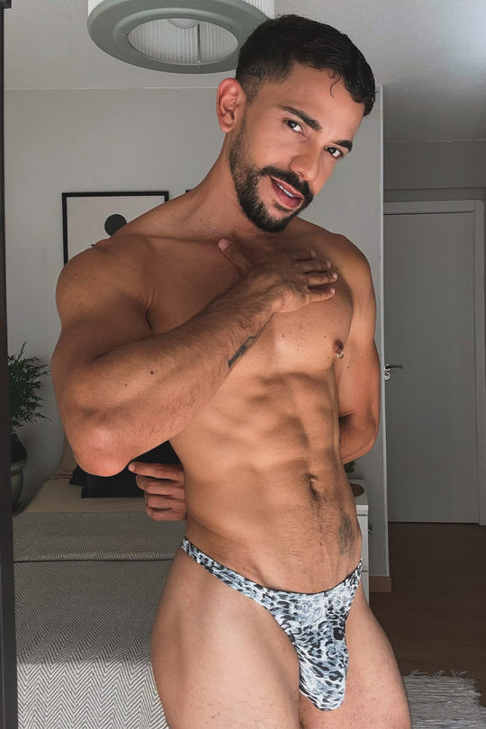 The Tease G-String - Grey Leopard