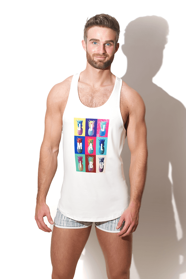 Feel Me Scoop Bottom Tank - Multicolor Pineapple - JJ Malibu 